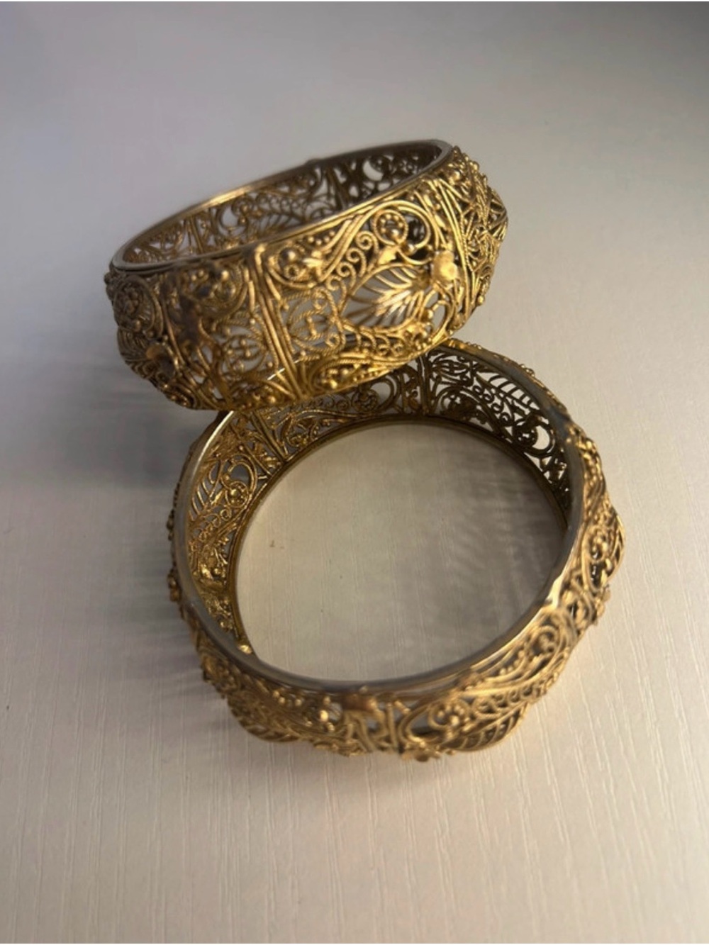 Vintage Intricate Gold Bangle Bracelets - Women Jewelry